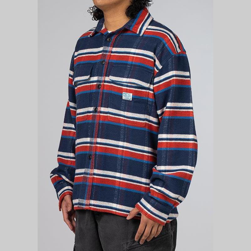 Stripe Flannel Shirt - Navy - Image 3