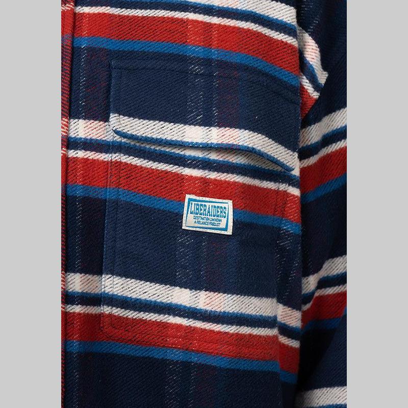 Stripe Flannel Shirt - Navy - Image 5