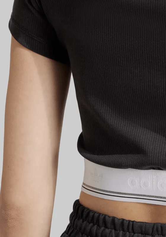 Tape Waistband Rib T-Shirt - Black - Image 3