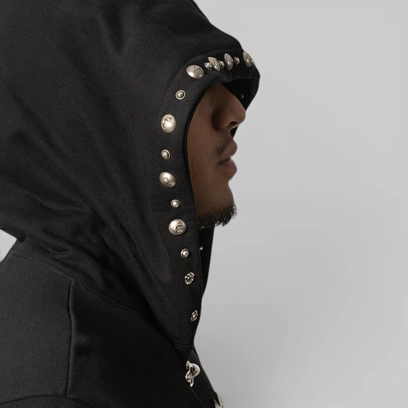 TC Studded Line Zip-Up Hoodie - Black - Image 5