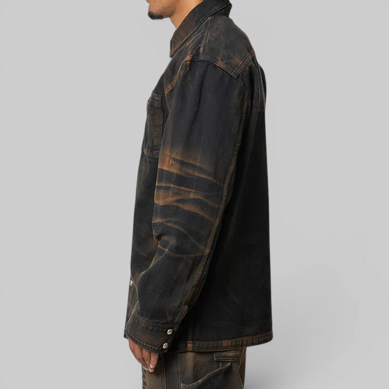 TC Two Tone Washed Shirt - Rust Black - Image 3