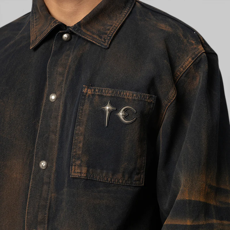 TC Two Tone Washed Shirt - Rust Black - Image 5