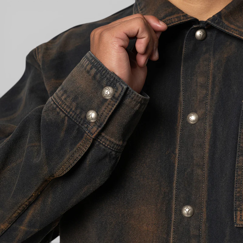 TC Two Tone Washed Shirt - Rust Black - Image 6