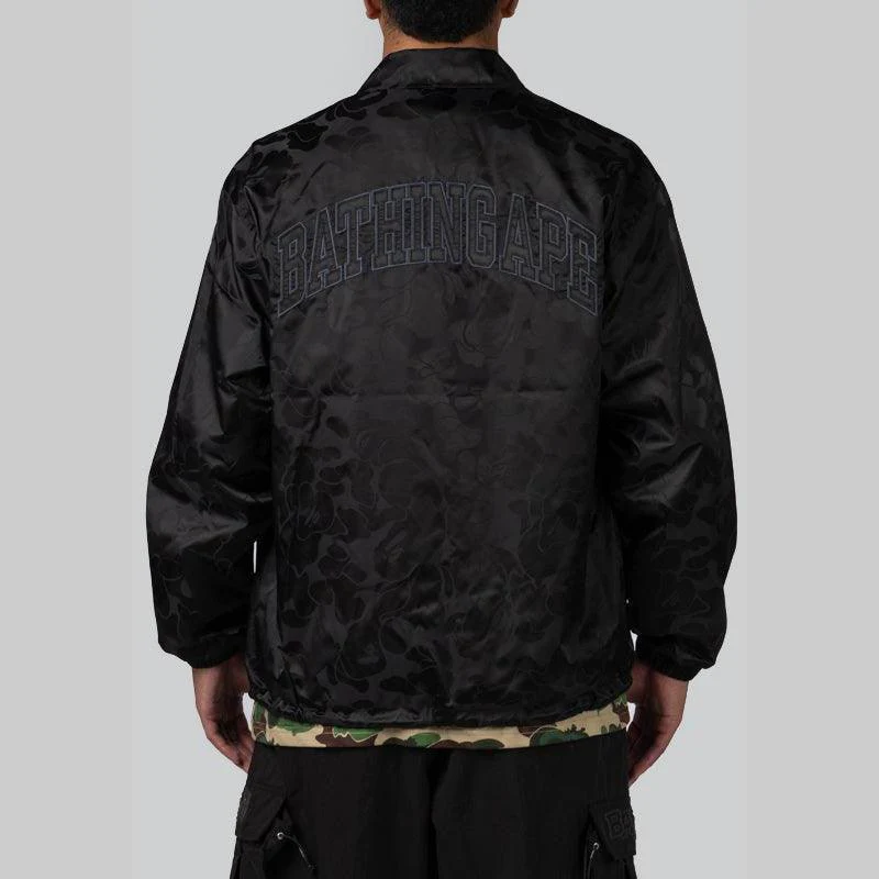 Tonal Solid Camo Coach Jacket - Black - Image 2