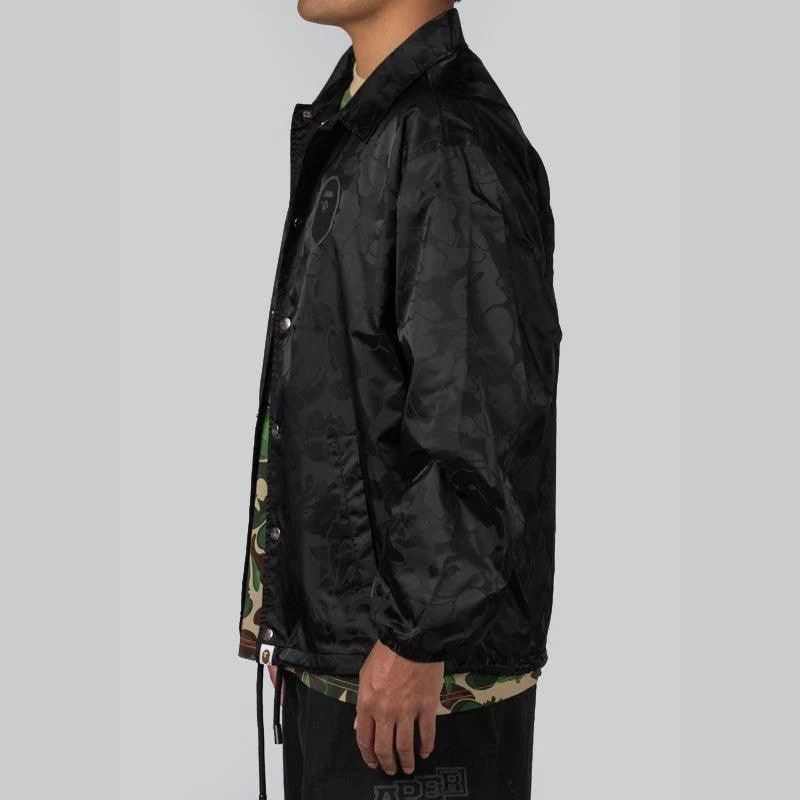 Tonal Solid Camo Coach Jacket - Black - Image 5