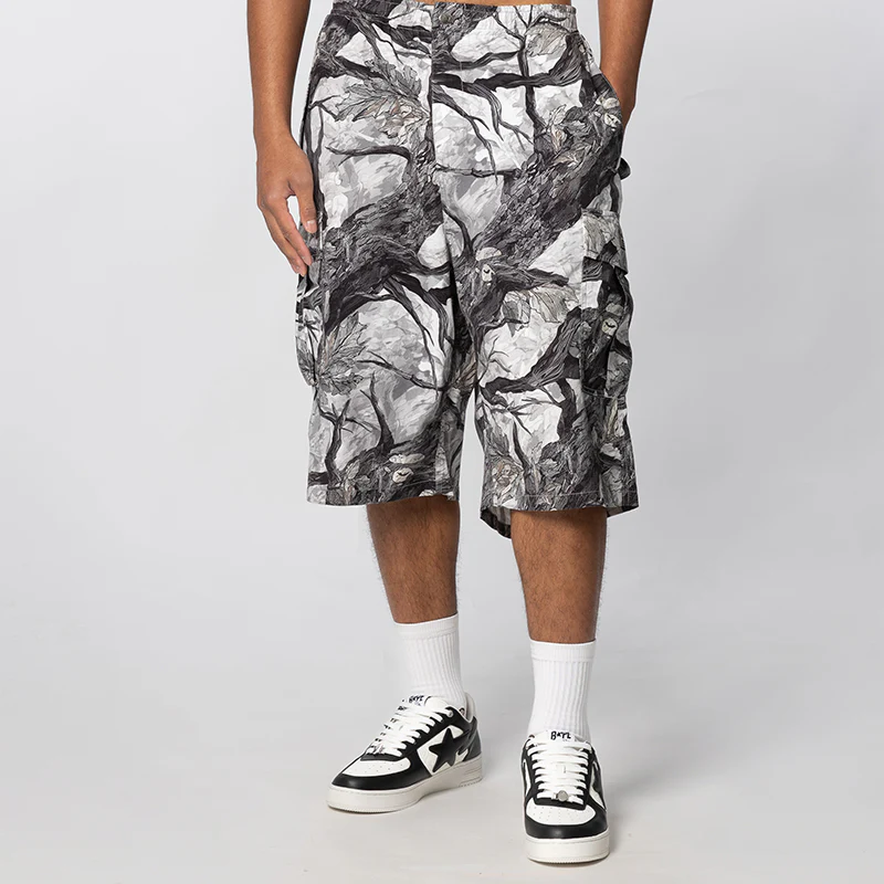 Tree Edge Camo Cargo Short - White