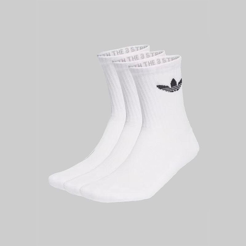 Trefoil Cushion Crew Socks 3 Pair - White