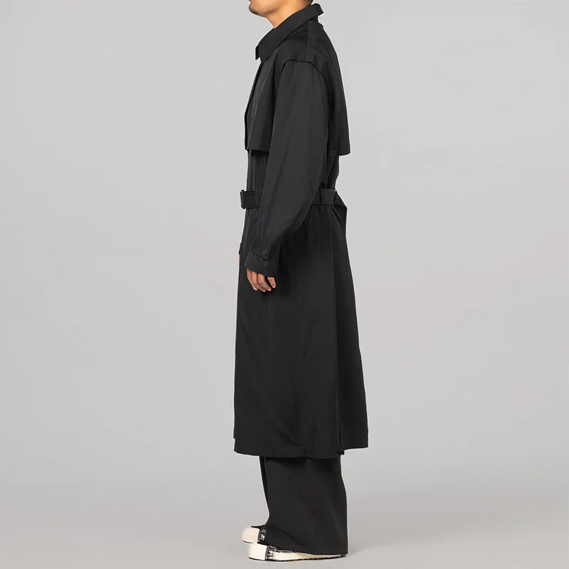Rayon Twill Trench Coat - Black - Image 3