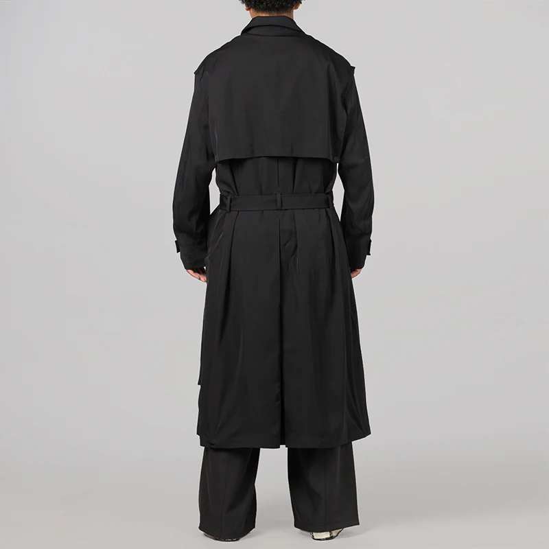 Rayon Twill Trench Coat - Black - Image 4
