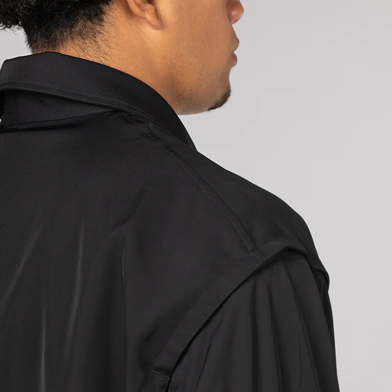 Rayon Twill Trench Coat - Black - Image 6