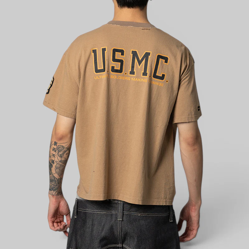 USMC Vintage T-Shirt - Khaki Beige - Image 4