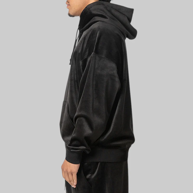 Velvet Corduroy Hoodie - Black - Image 3