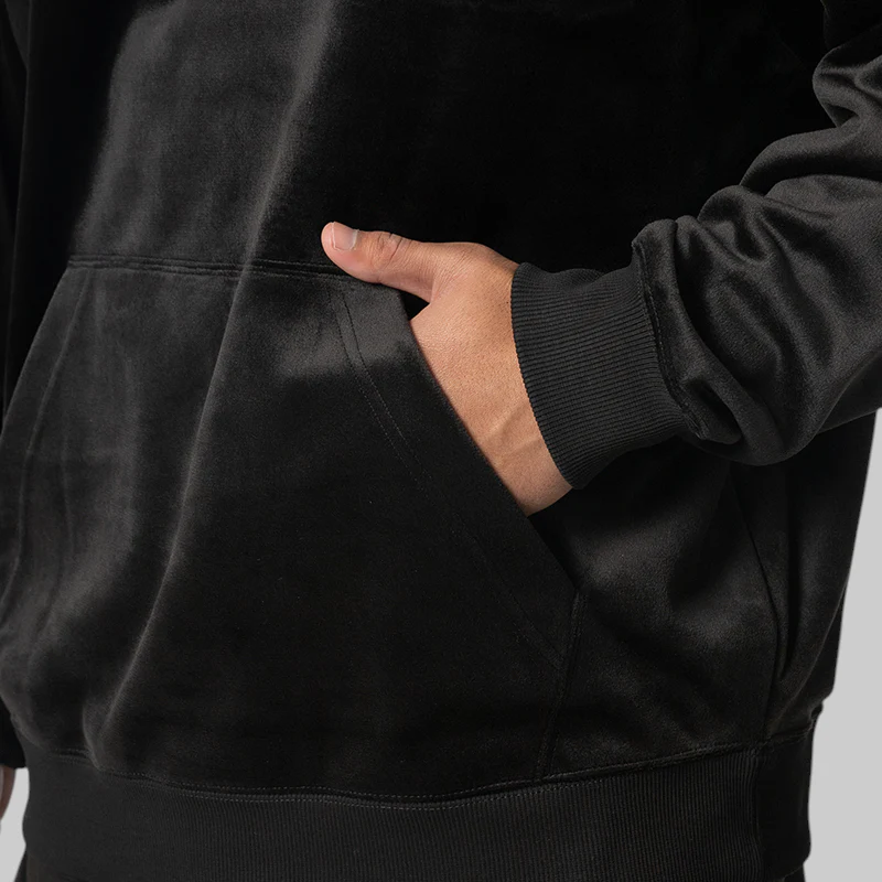 Velvet Corduroy Hoodie - Black - Image 6