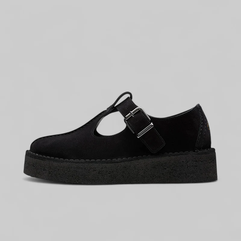 W Trek Wedge T-Bar - Black Suede