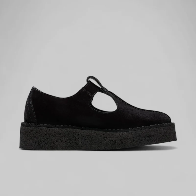 W Trek Wedge T-Bar - Black Suede - Image 4