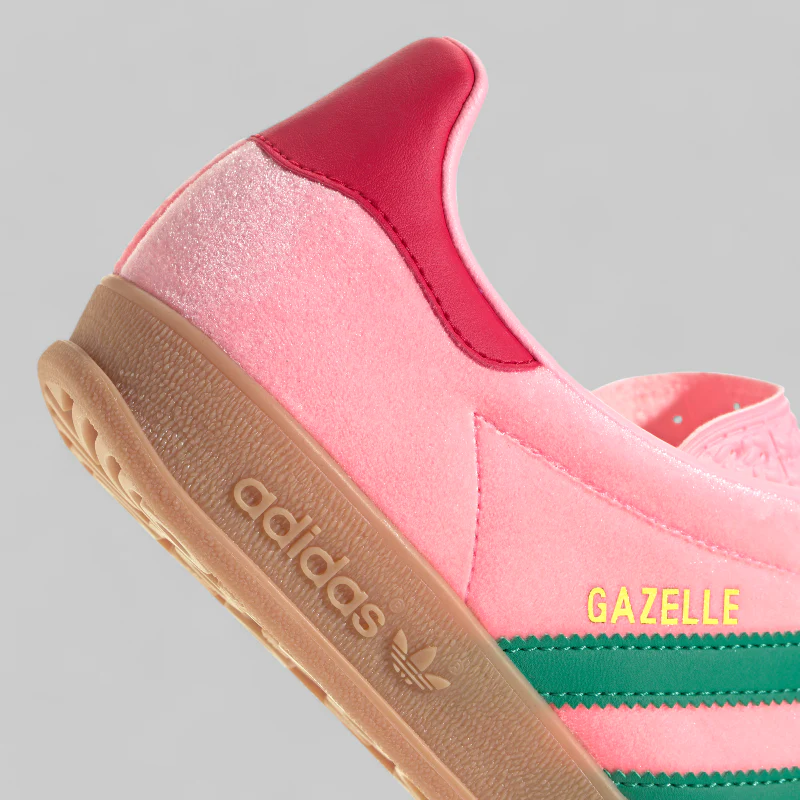 Women's Gazelle Indoor Velvet 'Glow Pink/Court Green' - Image 4
