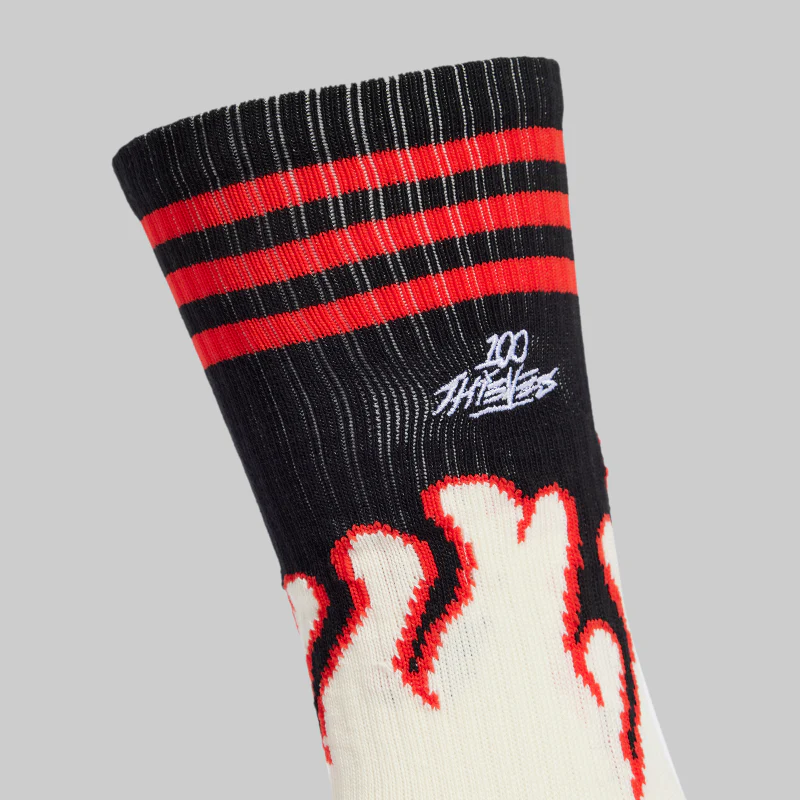X 100 Thieves Socks - Cream White/Red - Image 4