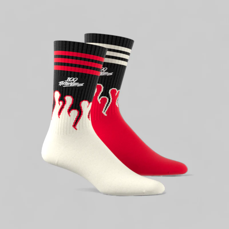 X 100 Thieves Socks - Cream White/Red - Image 6