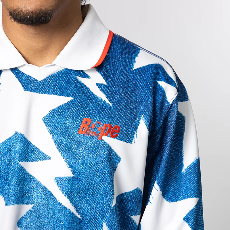 X Bape Long Sleeve Star Jersey - Medium Blue Denim - Image 5