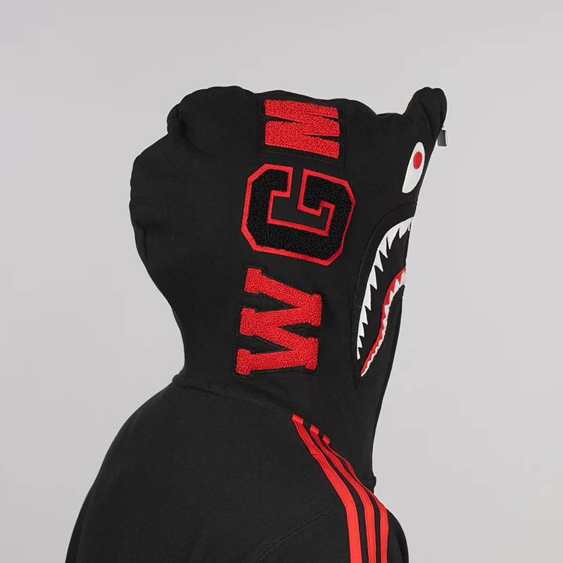 X Bape Shark Full Zip Hoodie - Black - Image 8