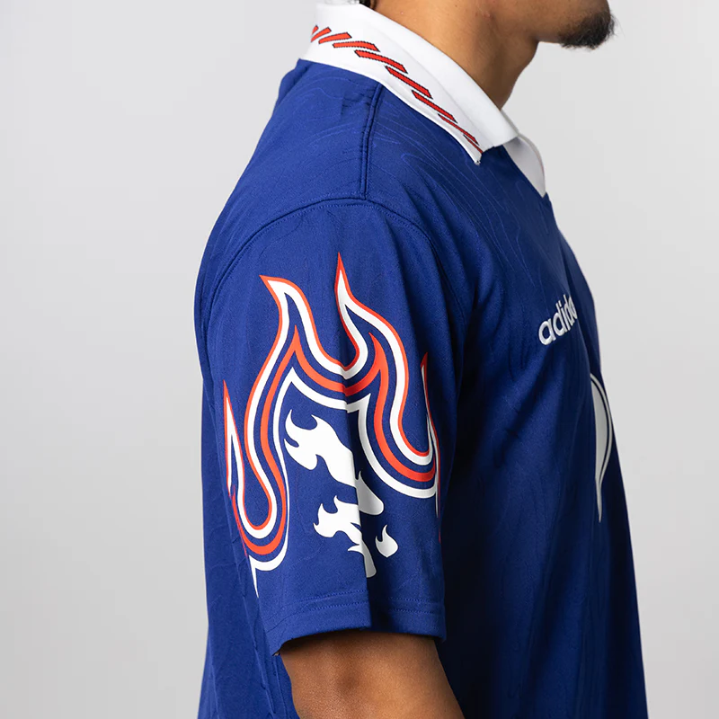 X Bape Short Sleeve Flame Jersey - Japan Blue - Image 4