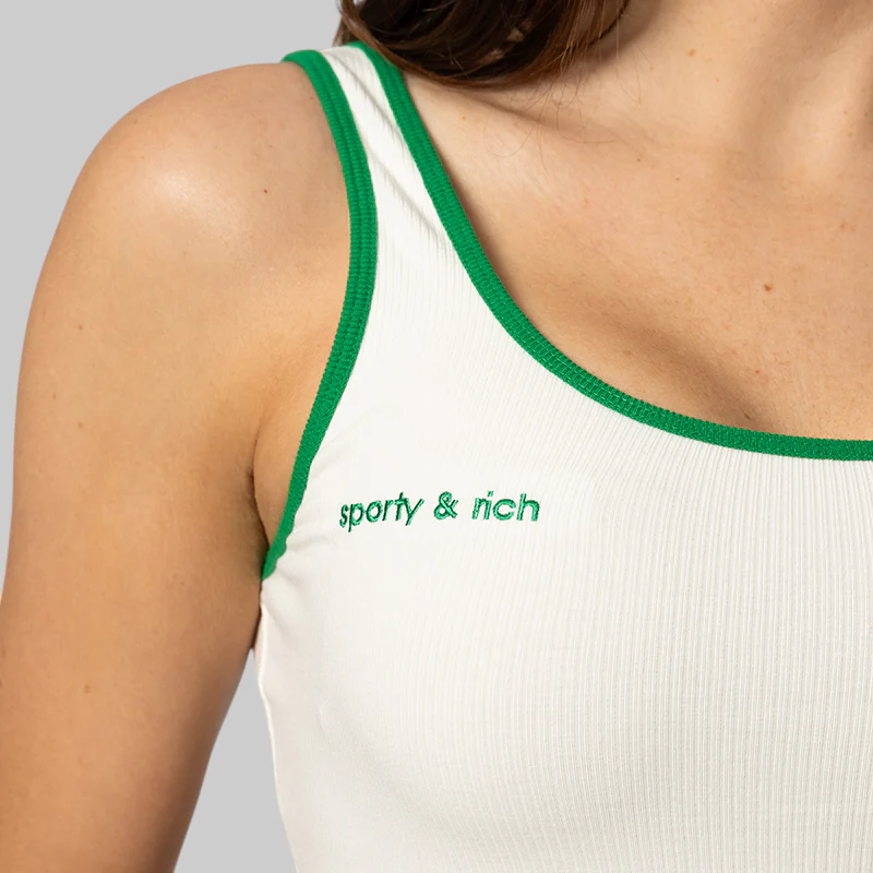 X Sporty & Rich Tank - Off White/Green - Image 7