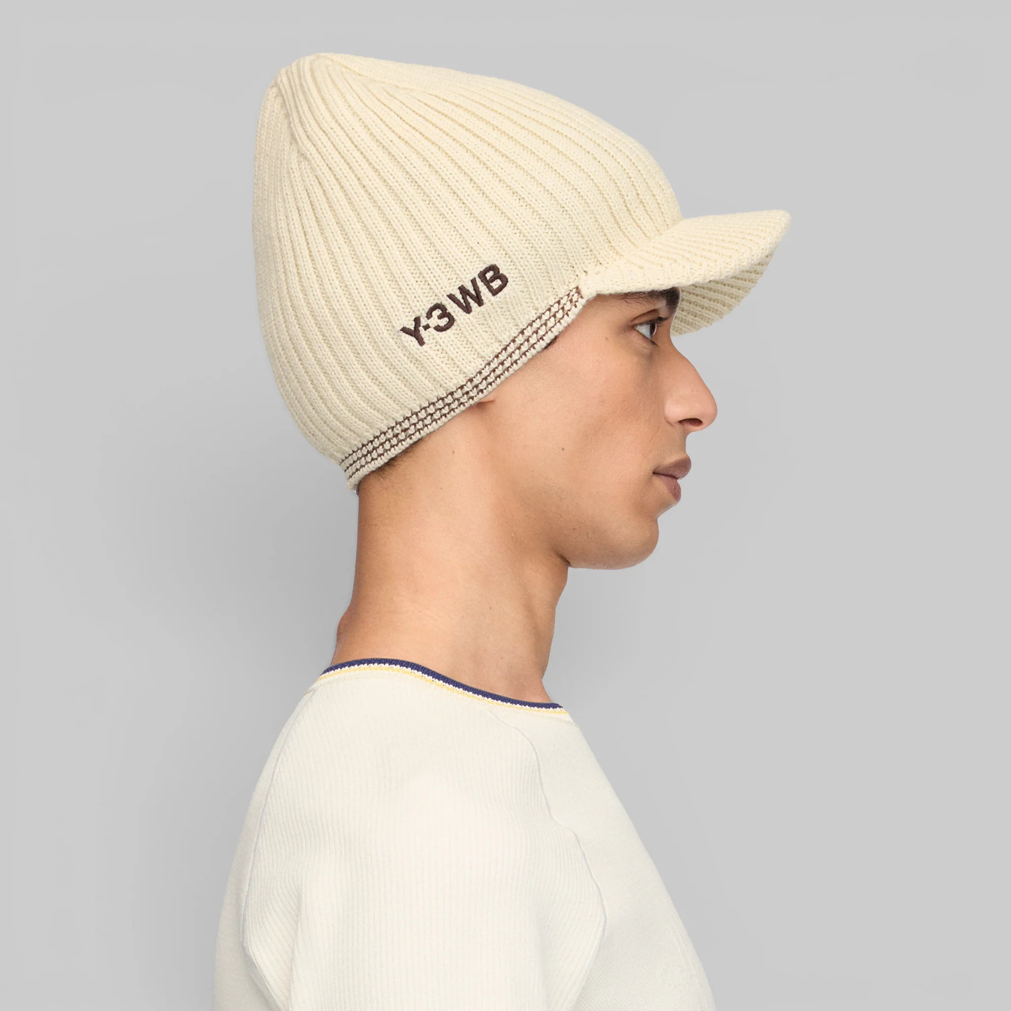 Y-3 by Wales Bonner Beanie Cap - Cream White - Image 5