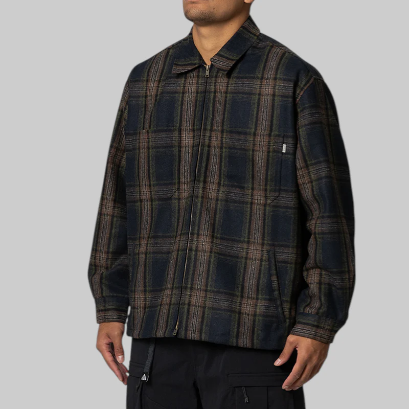 Zip Thru Long Sleeve Shirt - Navy - Image 2
