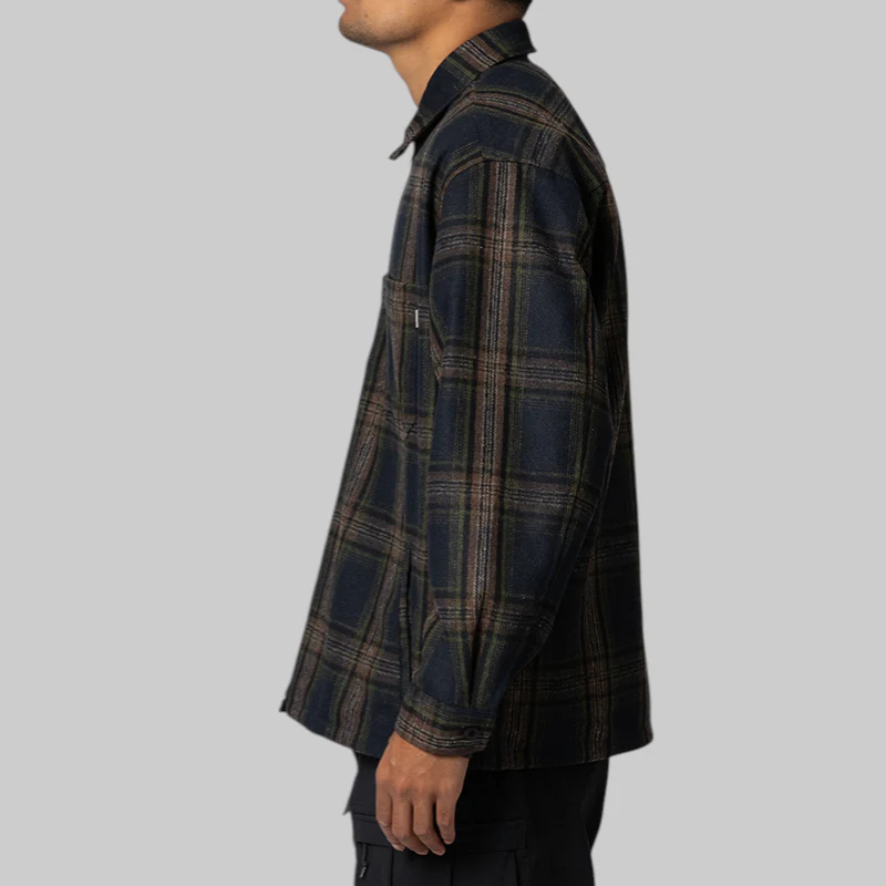 Zip Thru Long Sleeve Shirt - Navy - Image 3