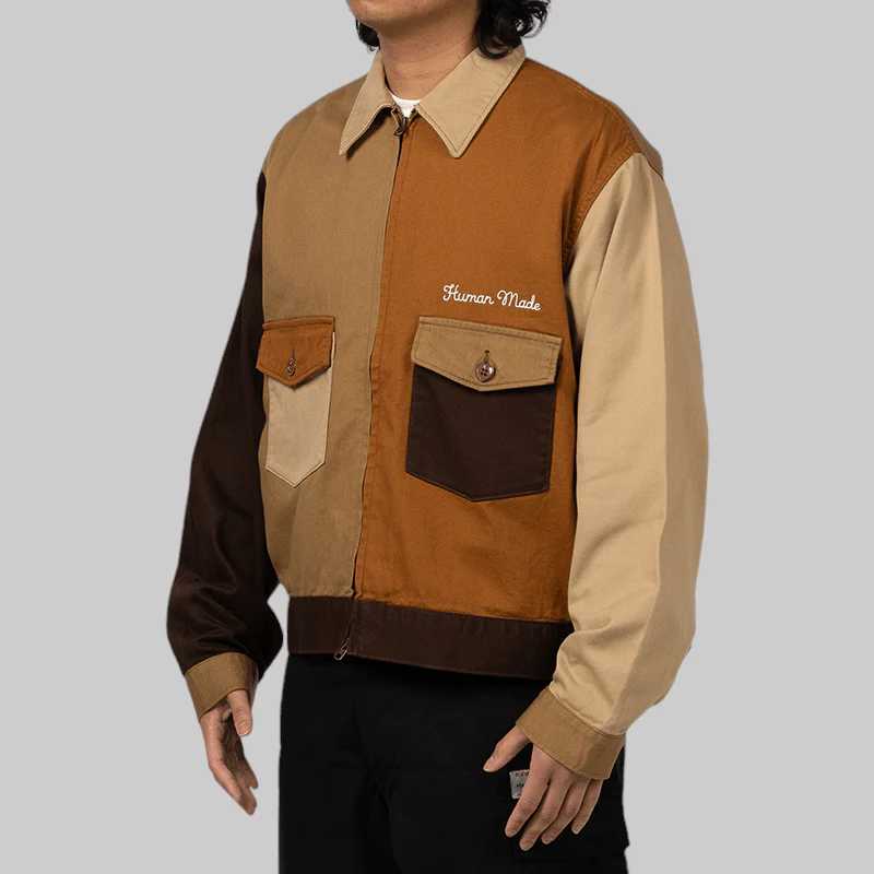 Zip-Up Work Jacket - Brown - Image 3